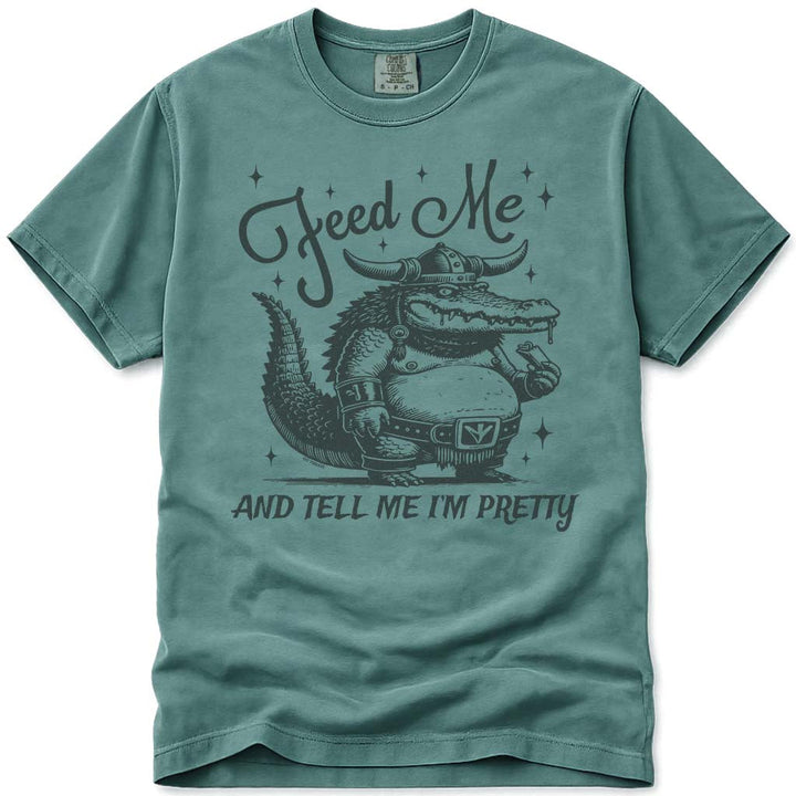 Feed Me Tell Me Im Pretty Crocodile Alligator T Shirt - Light Green
