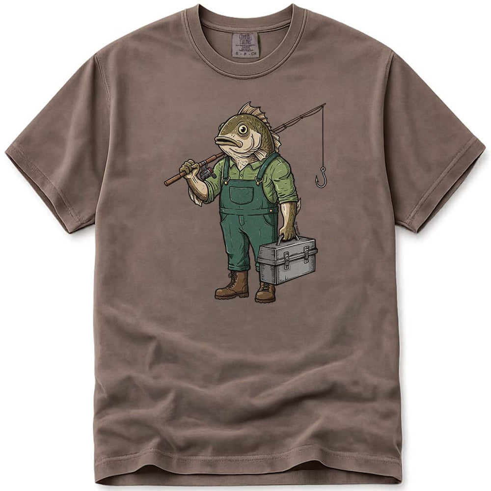 Fish Man Fisherman Fishing T-Shirt - Espresso