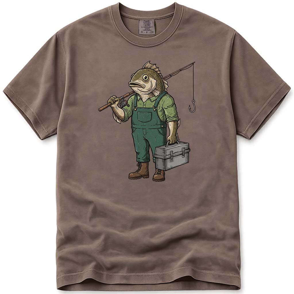 Fish Man Fisherman Fishing T-Shirt - Espresso