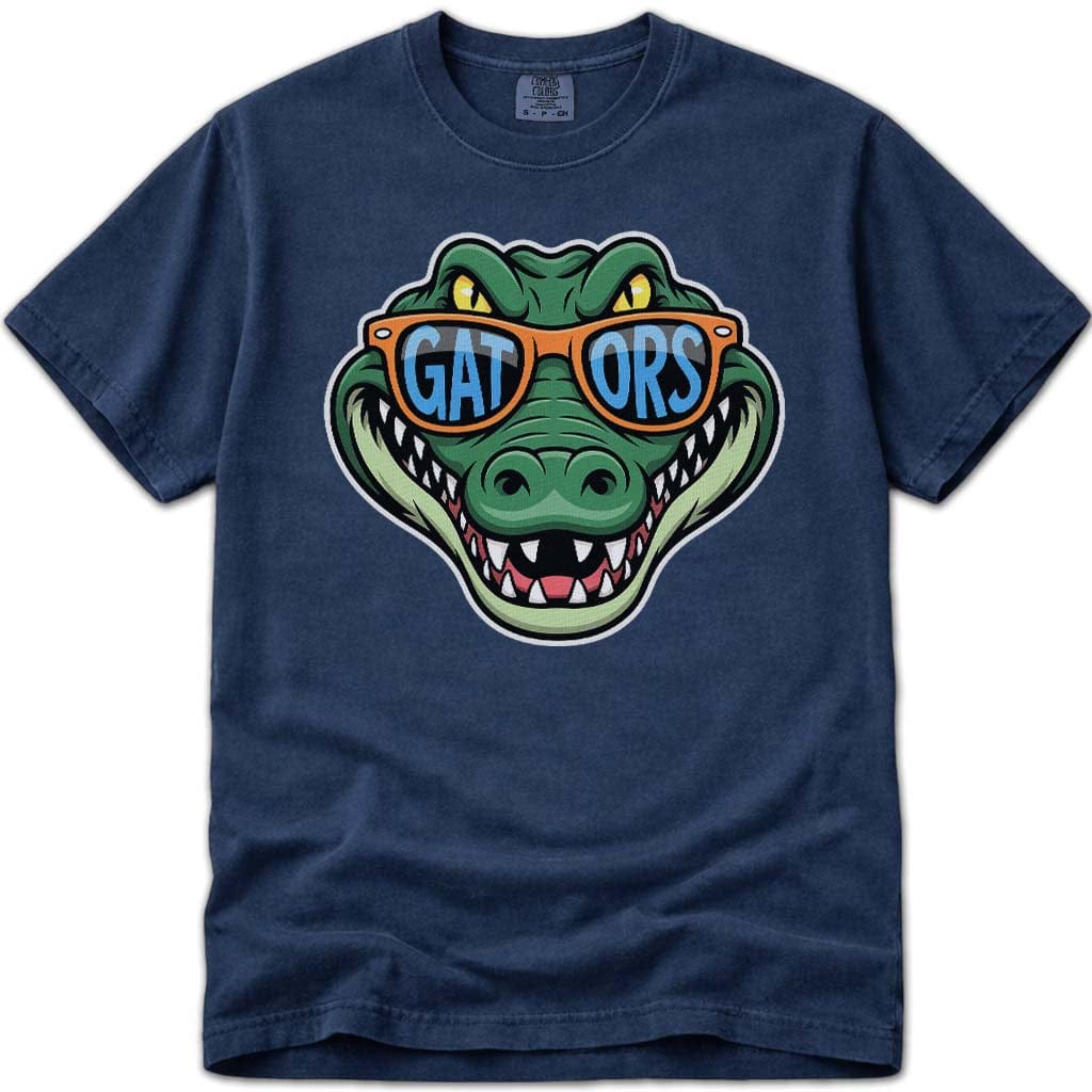 Navy Cool Florida Gator Mascot Head T-Shirt