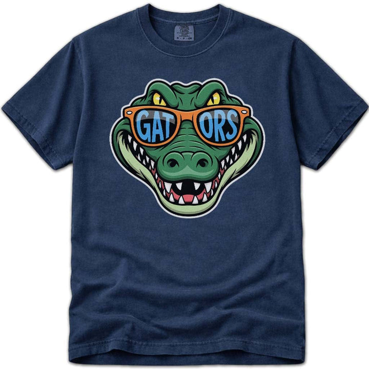 Navy Cool Florida Gator Mascot Head T-Shirt
