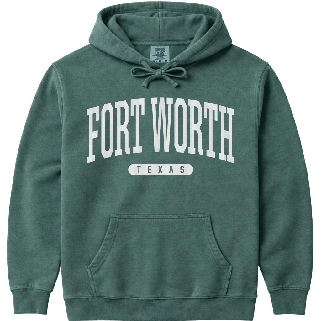 Fort Worth Texas Hooded Sweatshirt - Blue Spruce