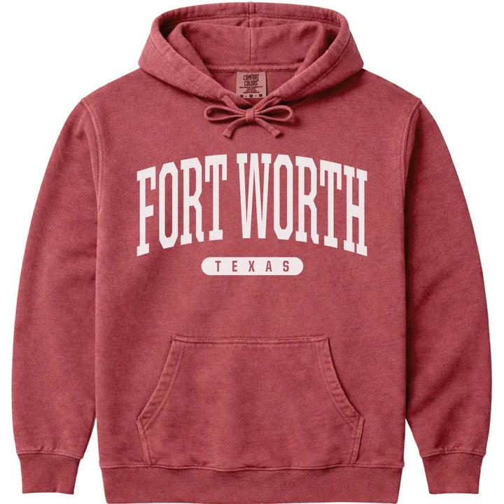 Fort Worth Texas Hooded Sweatshirt - Crimson