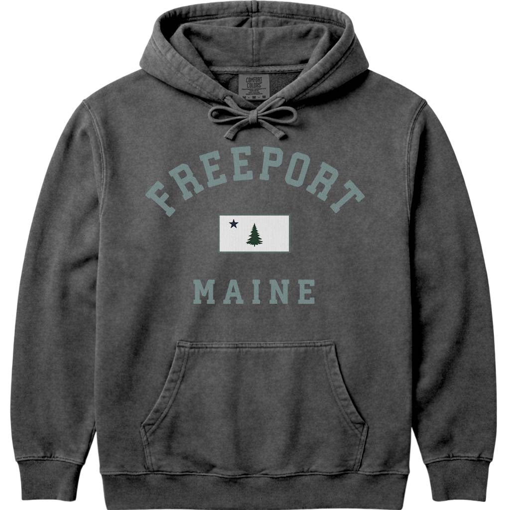Freeport Maine Flag Hoodie - Pepper