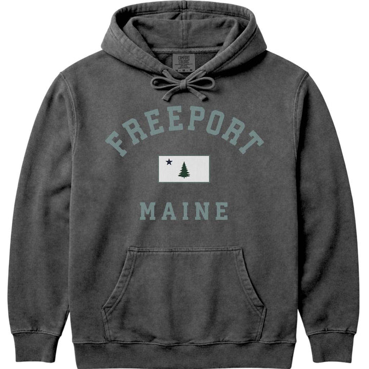 Freeport Maine Flag Hoodie - Pepper