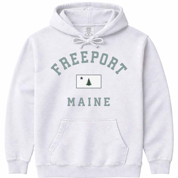 Freeport Maine Flag Hoodie - White