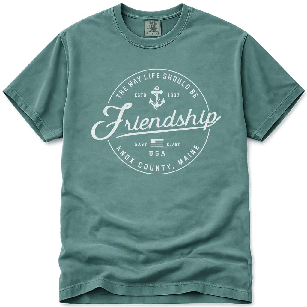 Friendship Maine Anchor Knox County Badge T Shirt - Light Green