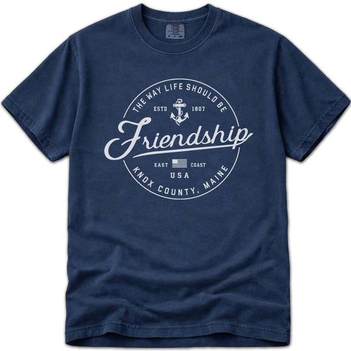 Friendship Maine Anchor Knox County Badge T Shirt - Navy