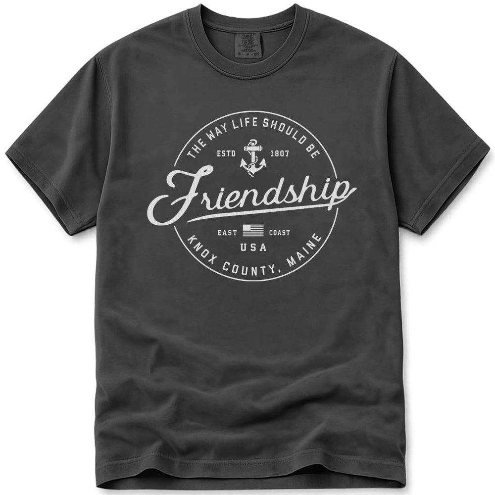 Friendship Maine Anchor Knox County Badge T Shirt - Pepper