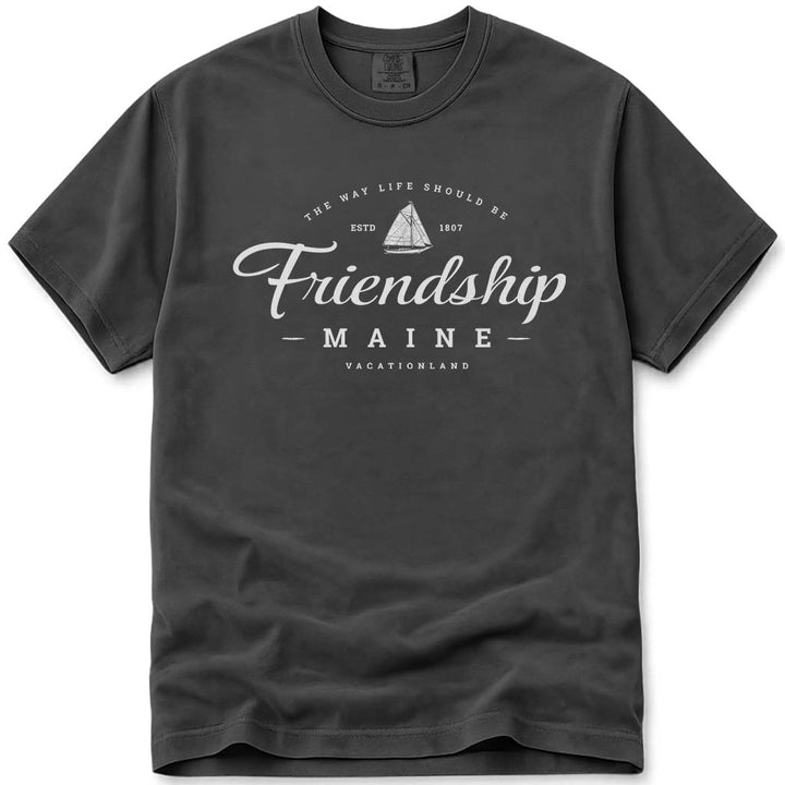 Friendship Maine Sloop Sailboat T Shirt - Pepper