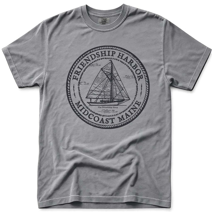 Friendship Maine Midcoast Friendship Sloop Sailboat T Shirt - Grey