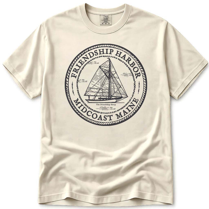 Friendship Maine Midcoast Friendship Sloop Sailboat T Shirt - Ivory