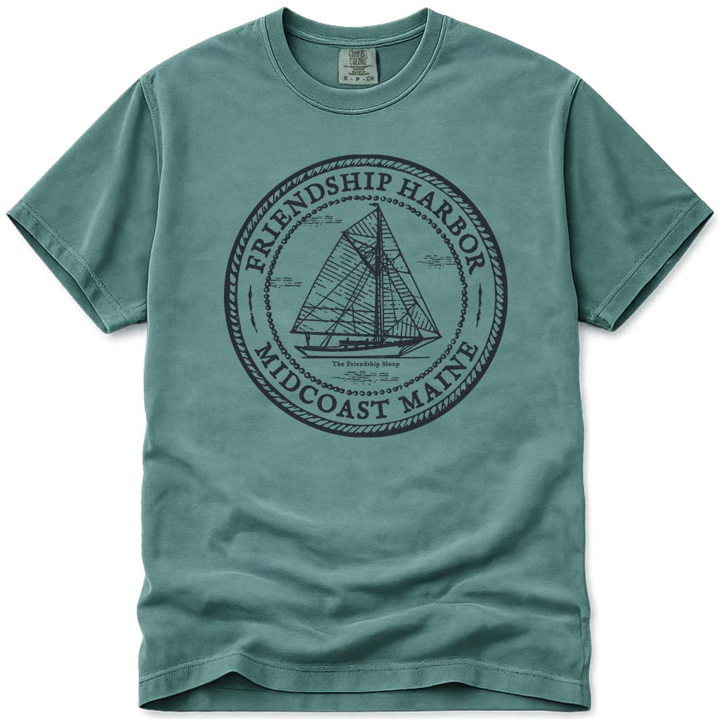 Friendship Maine Midcoast Friendship Sloop Sailboat T Shirt - Light Green