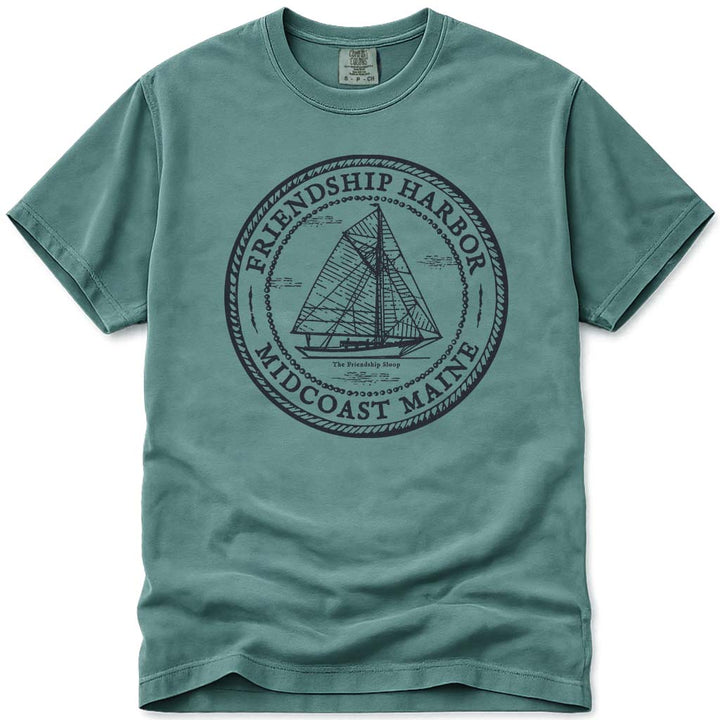 Friendship Maine Midcoast Friendship Sloop Sailboat T Shirt - Light Green