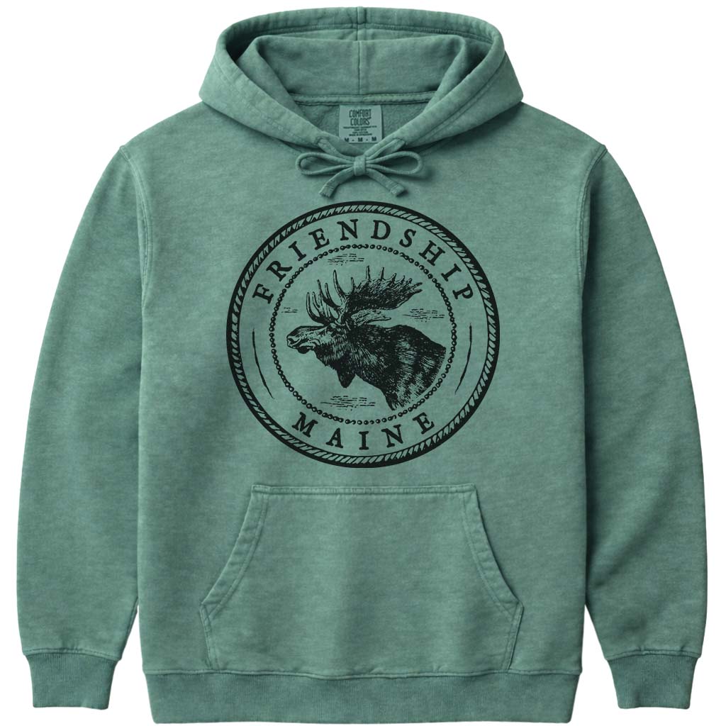 Friendship Moose Sweatshirt | Vintage Maine Moose Art Hoodie - Light Green