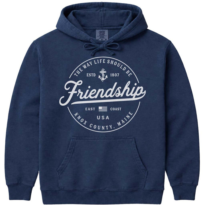 Friendship Maine Travel Hooded Sweatshirt - Navy