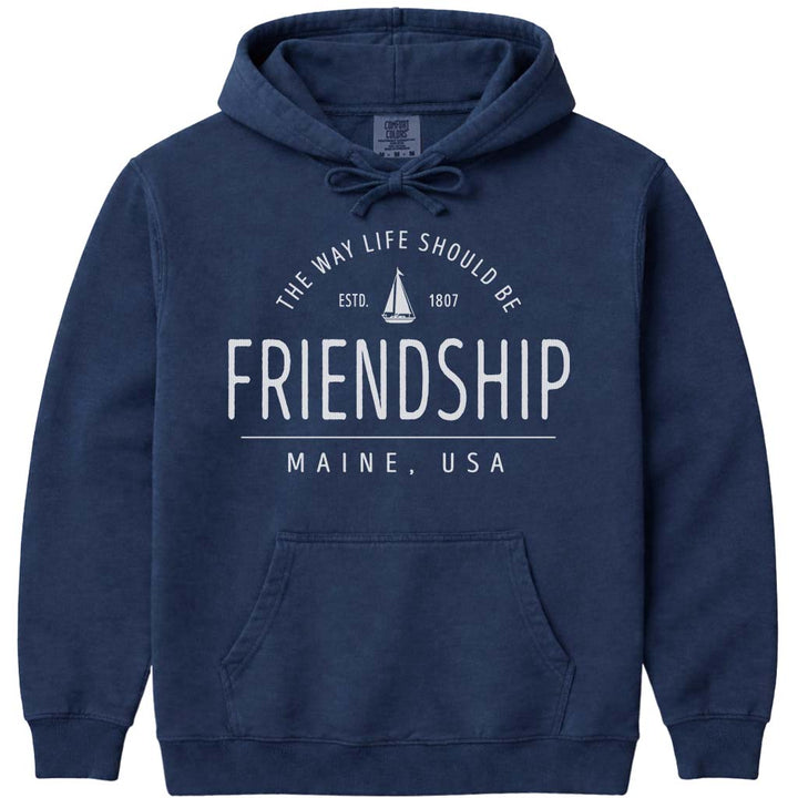Friendship Sailboat Hoodie, Midcoast Maine - Navy