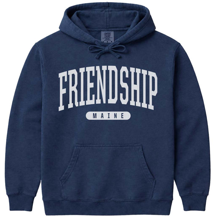 Vintage College Friendship Maine Hoodie - Navy