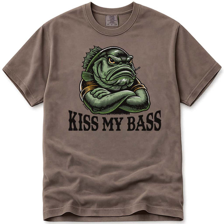 Funny Kiss My Bass Fishing T-Shirt - Espresso