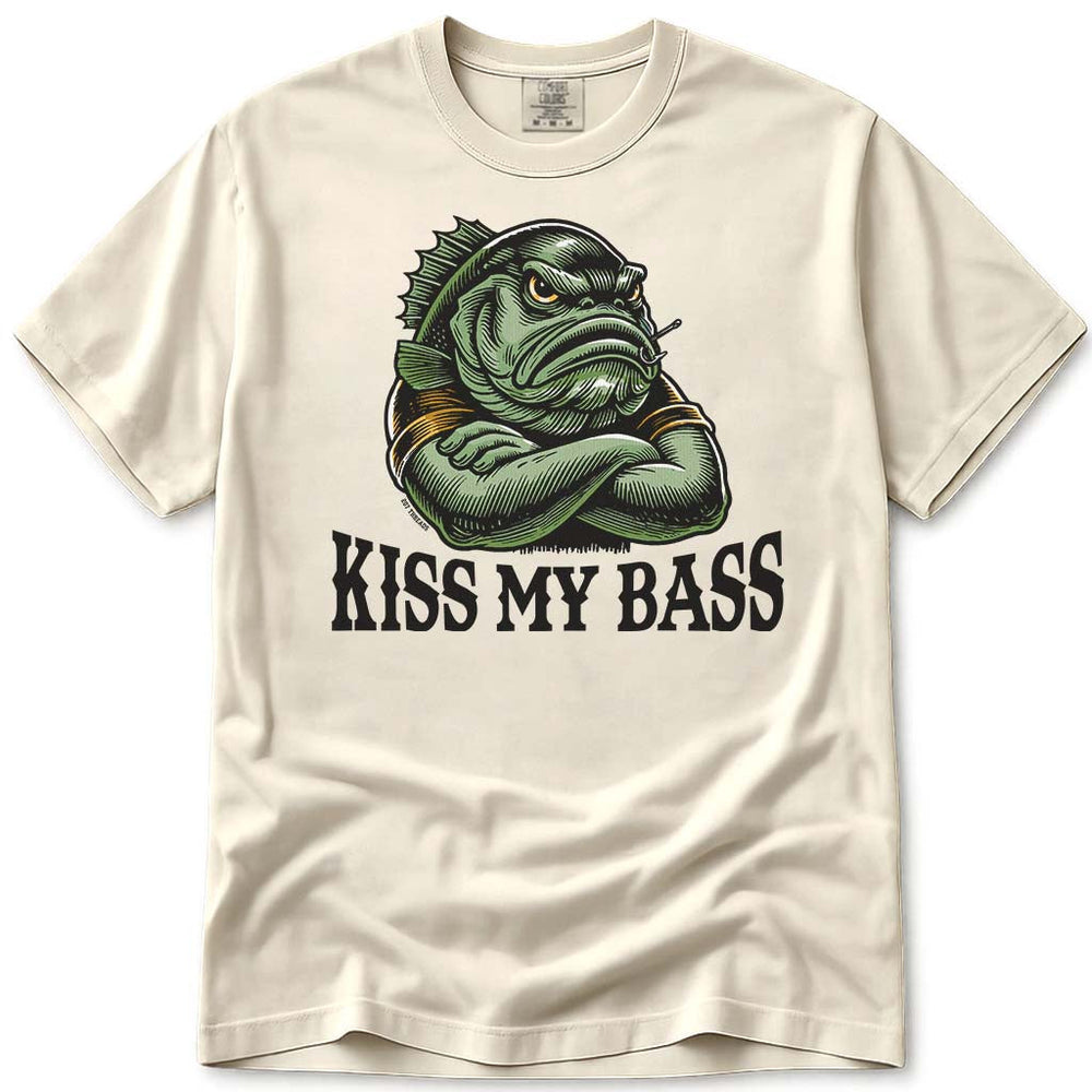 Funny Kiss My Bass Fishing T-Shirt - Ivory