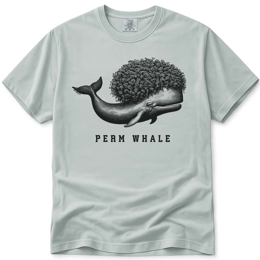 Funny Perm Whale T Shirt - Bay