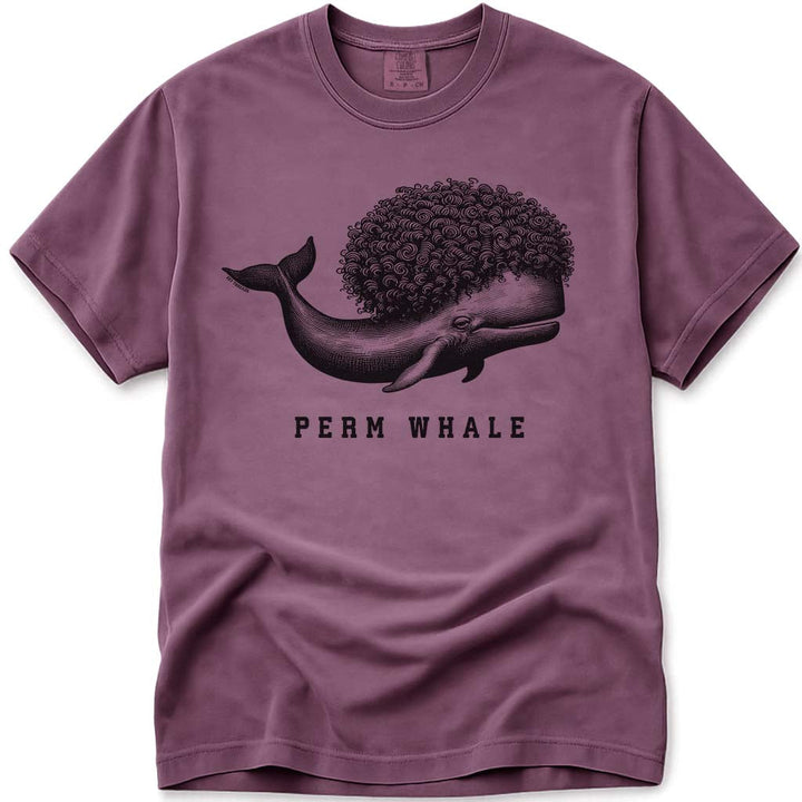 Funny Perm Whale T Shirt - Berry