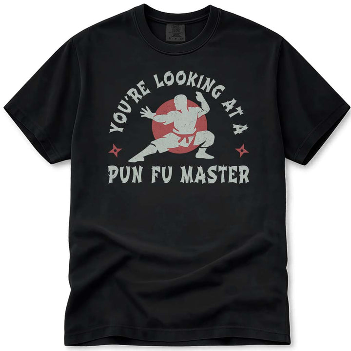 Funny Dad Pun-Fu Master T-Shirt - Black