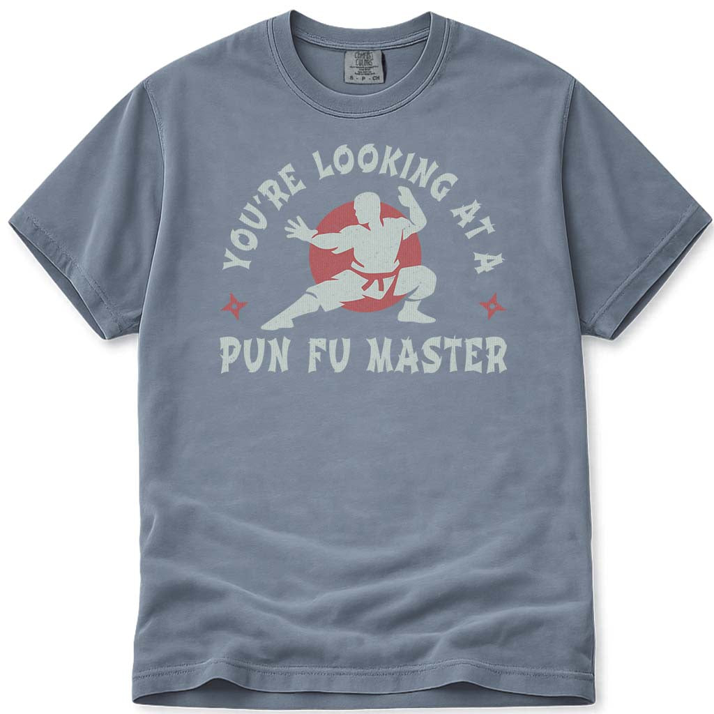 Funny Dad Pun-Fu Master T-Shirt - Blue Jean