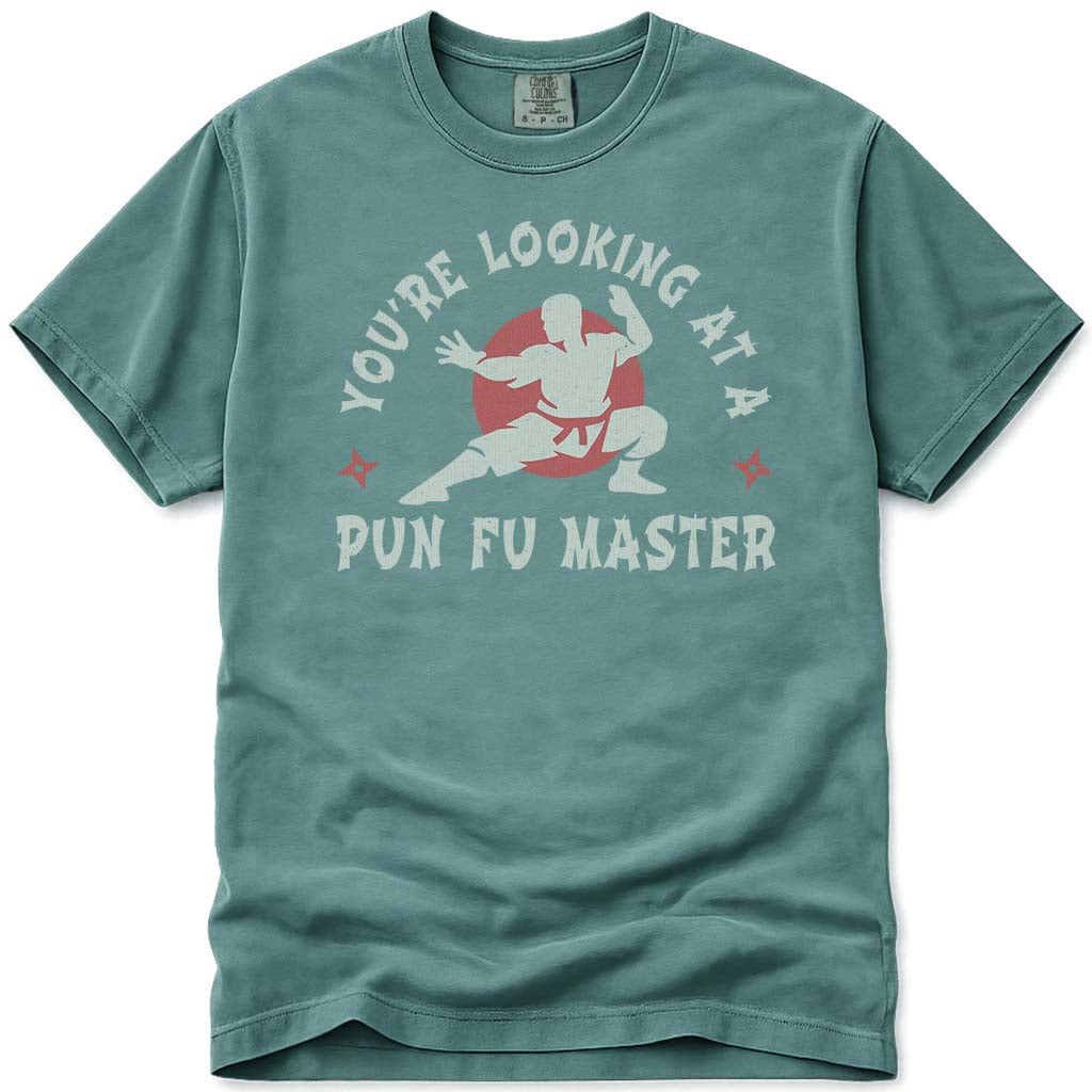 Funny Dad Pun-Fu Master T-Shirt - Light Green