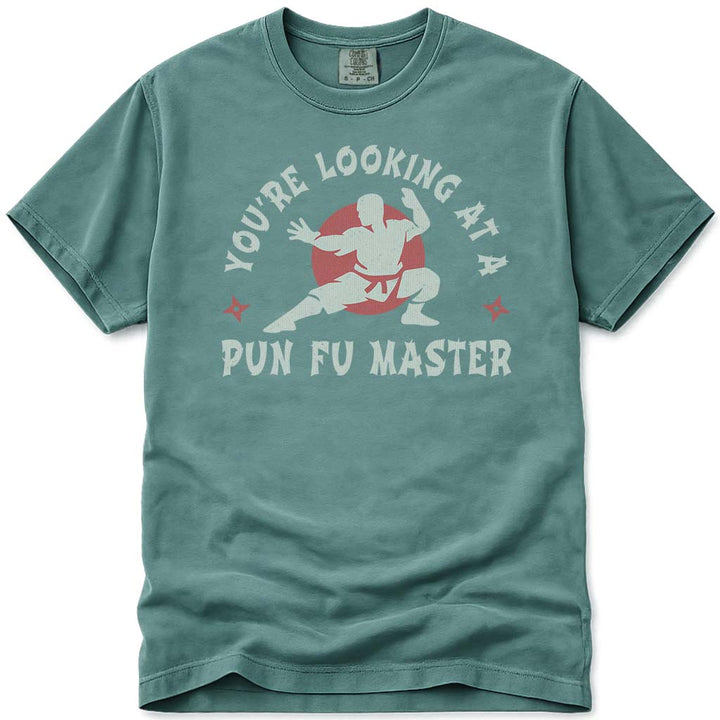 Funny Dad Pun-Fu Master T-Shirt - Light Green