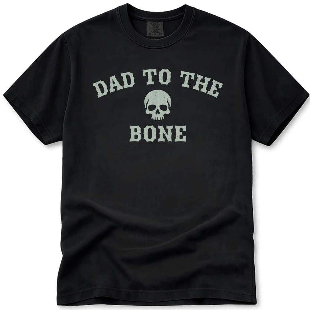 Funny Pun Skull Dad To The Bone Tee - Black