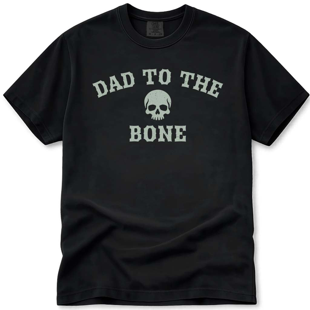 Funny Pun Skull Dad To The Bone Tee - Black