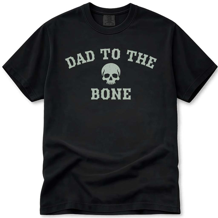 Funny Pun Skull Dad To The Bone Tee - Black