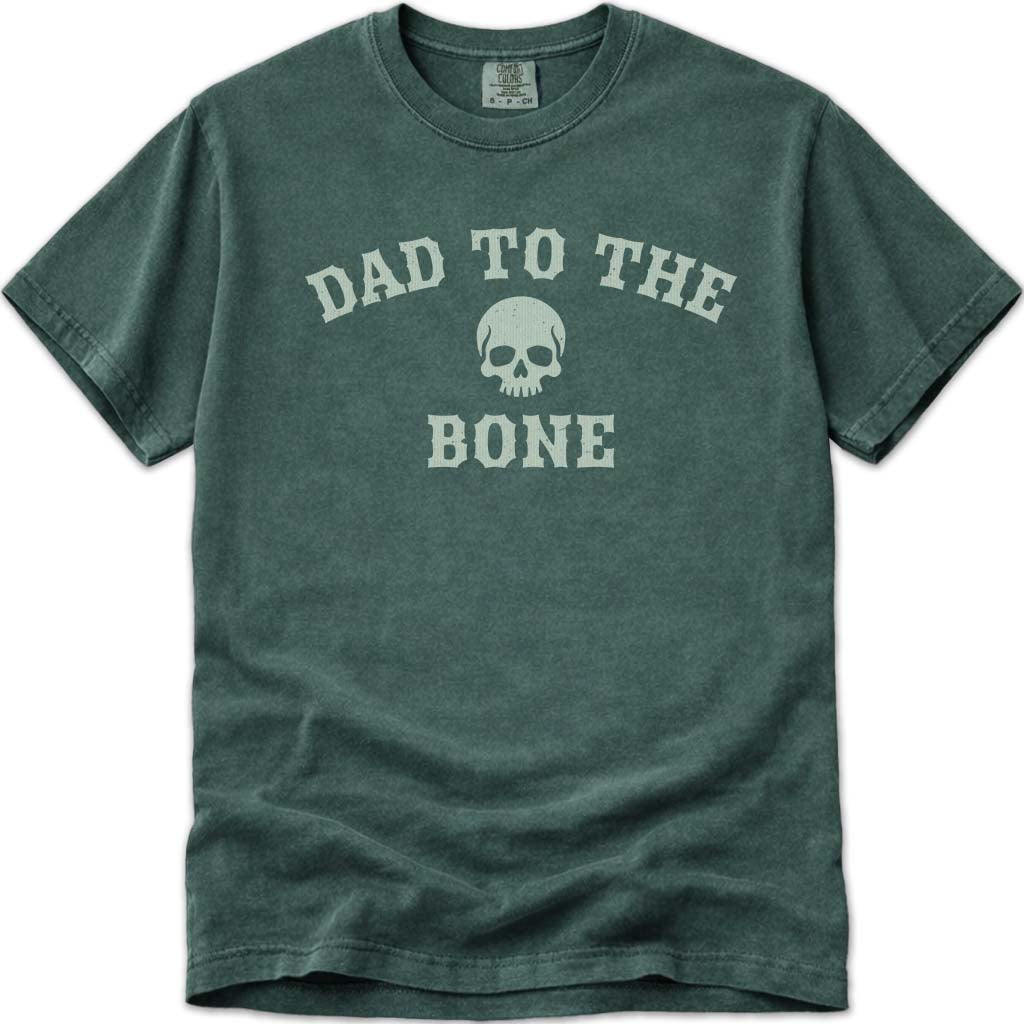 Funny Pun Skull Dad To The Bone Tee - Blue Spruce