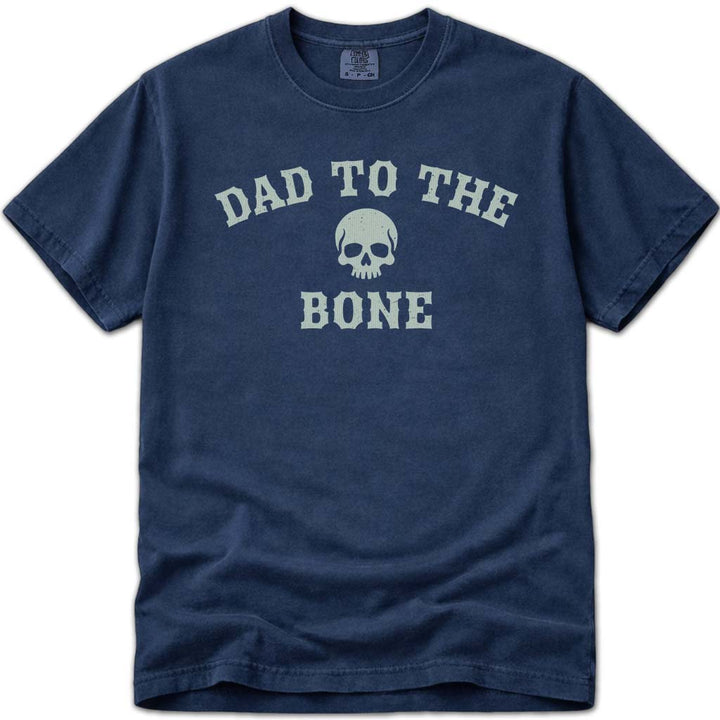 Funny Pun Skull Dad To The Bone Tee - Navy