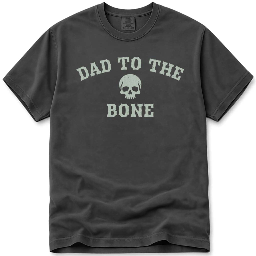 Funny Pun Skull Dad To The Bone Tee - Pepper