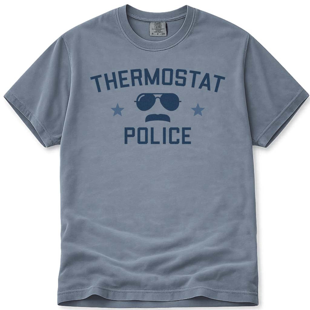 Funny Thermostat Police Dad Shirt - Blue Jean
