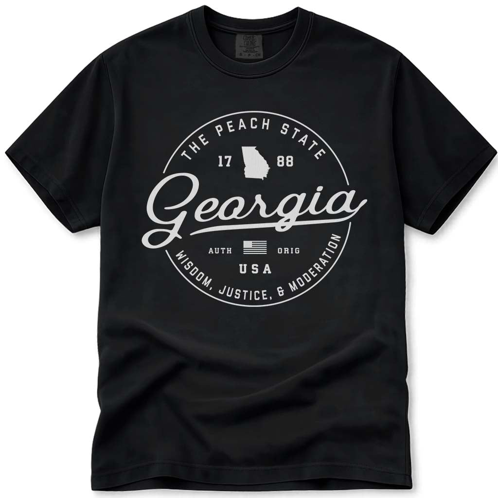 Georgia T Shirt, The Peach State - Black