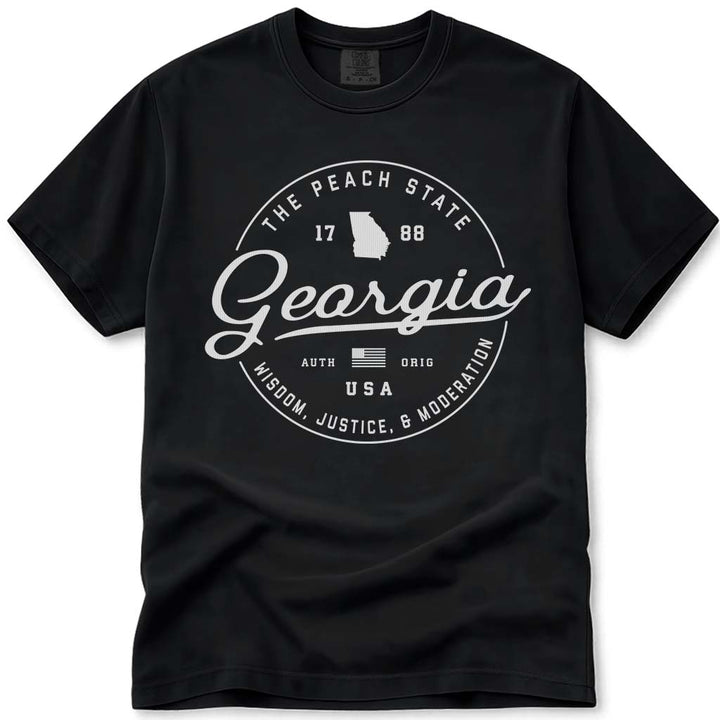 Georgia T Shirt, The Peach State - Black