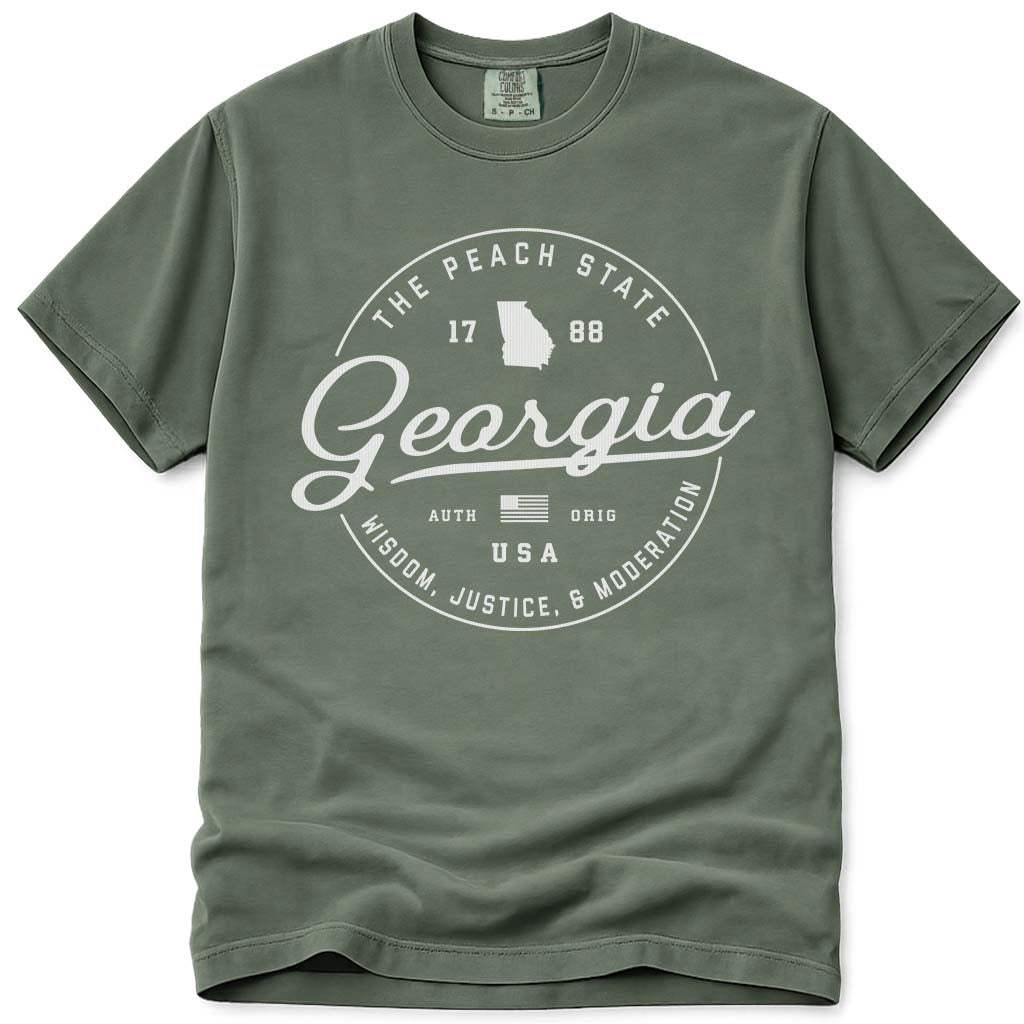 Georgia T Shirt, The Peach State - Moss