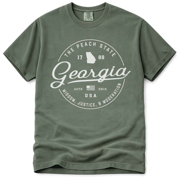 Georgia T Shirt, The Peach State - Moss
