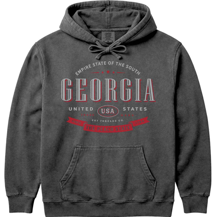 Georgia Peach State Hooded Sweatshirt - Pepper