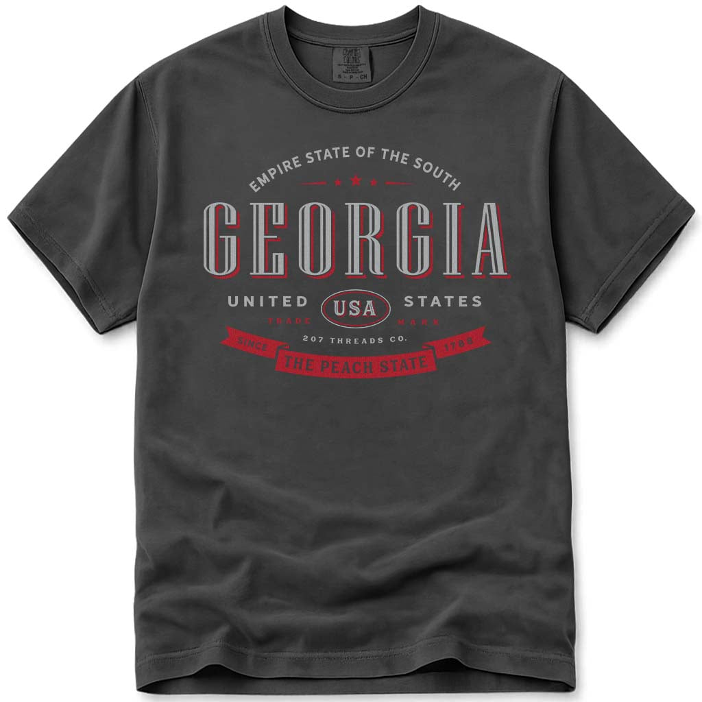 Georgia T Shirt The Peach State Comfort Colors Tee - Pepper