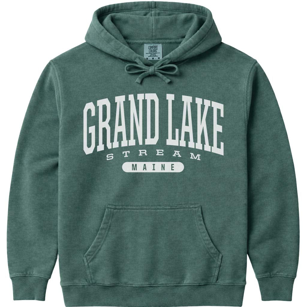 Grand Lake Stream Maine Varsity Hoodie - Blue Spruce
