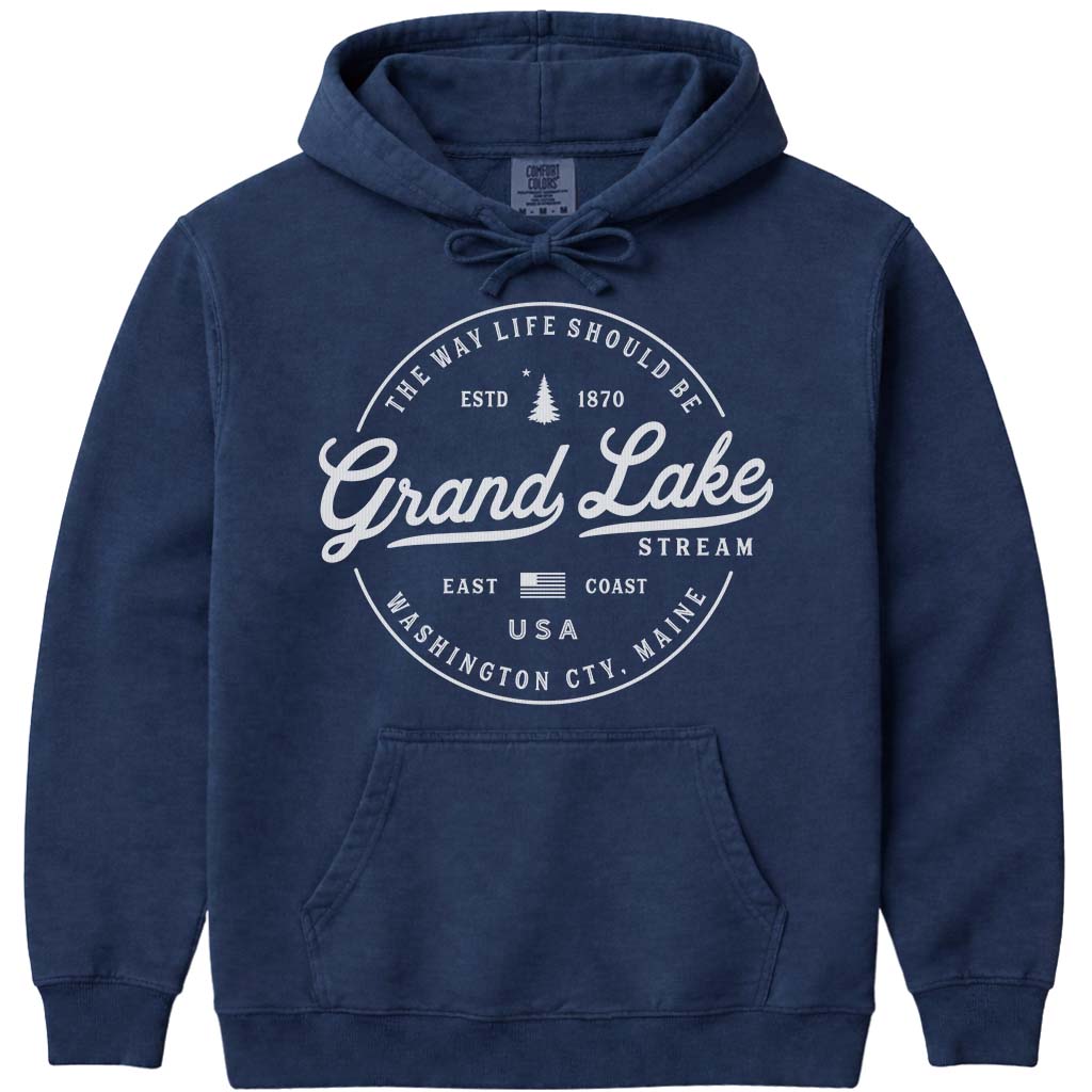 Grand Lake Stream Maine Hoodie - Navy