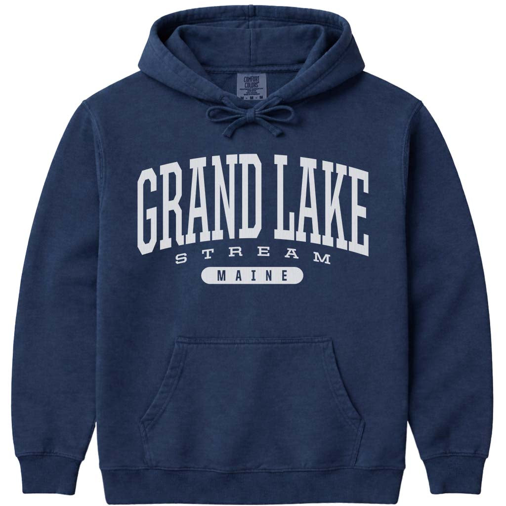 Grand Lake Stream Maine Varsity Hoodie - Navy