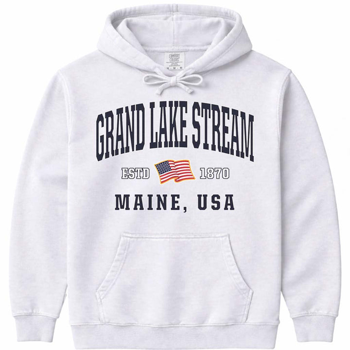Grand Lake Stream USA Flag Hoodie - White