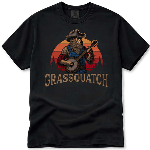 GRASSQUATCH - Banjo Bluegrass Bigfoot T-Shirt