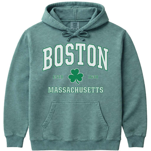 Green Boston Shamrock St Patricks Day Hoodie