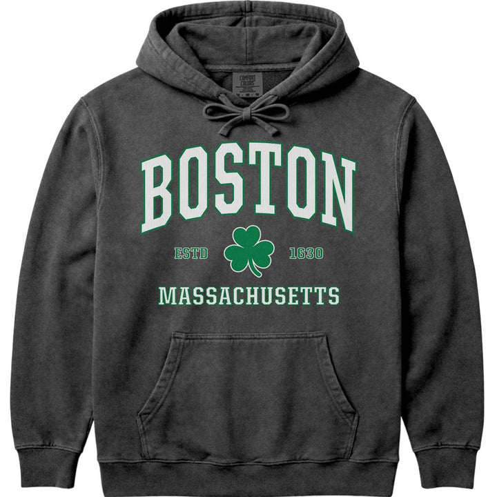 Green Boston Shamrock St Patricks Day Hoodie - Pepper